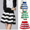 Fashion Wild Womens Girls Retro Flared Hit Color Stitching Striped Mini Skirt Short Skirt JH-SK-001