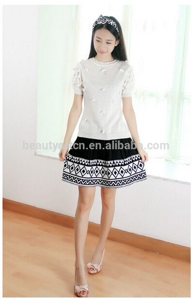 women ladies skirt pleated Skirts Black White Geometric Jacquard Skirts Fashion Shorts Skirt JH-SK-002