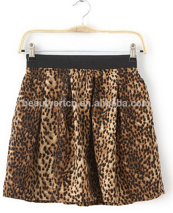 Women's Stylish Leopard Elastic Waist Skirt With Side Zipper JH-SK-004