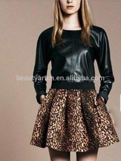 Women's Stylish Leopard Elastic Waist Skirt With Side Zipper JH-SK-004