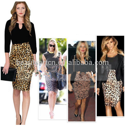 Women Skirts High Waist Sexy Leopard Print Bodycon Plus Size Women Knee-Length Retro Pencil Skirt JH-SK-005