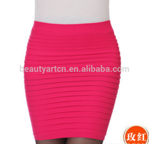 Women Summer Pleated Skirt Candy Color Ladies High Waist Short Skirts Elastic A-line Mini Bodycon Saias JH-SK-003