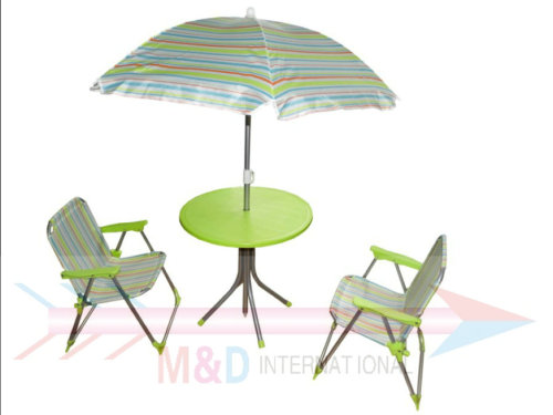 Beach table and chairs set with umbrella