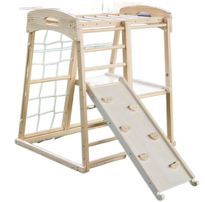wooden climbing frame.
