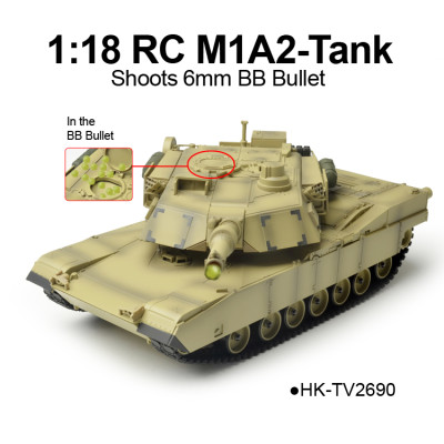 1/18 Scale RC M1A2-Tank, Shoots 6mm BB Bullet