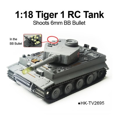 1/18 Scale RC tiger1 Tank, Shoots 6mm BB Bullet