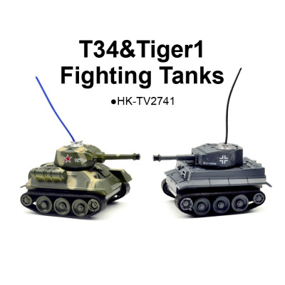 gift Real Life T34&Tiger1 Mini Fighting RC Tanks