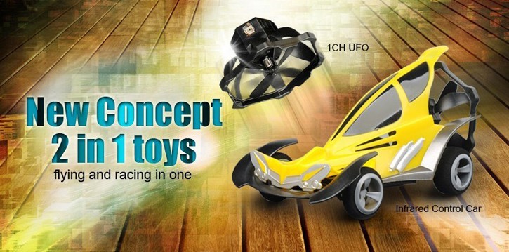 Wholesales 1CH UFO and racing cars 2 in 1 RC toys HK-TV2898-7