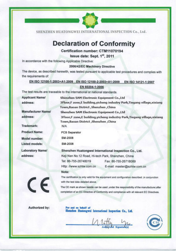 SM-2007 manual v-cut PCB cortadora para línea SMT