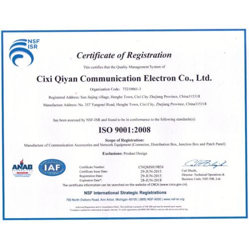 ISO9001:2008 Quality Control System