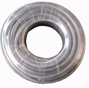 Powder hose with electrically conductive carbon strip