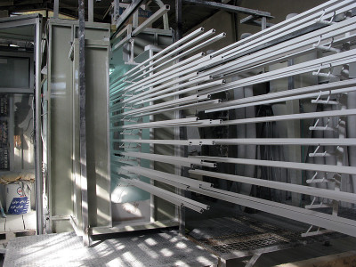 Perfil horizontal línea de recubrimiento de polvo de aluminio