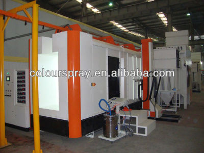 automatic powder coating booth with lifter and electrical control