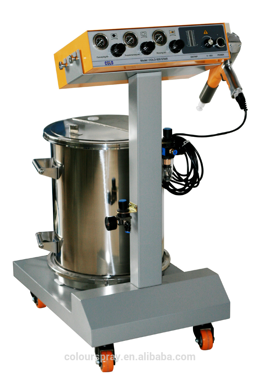 Painting machine use with powder spray