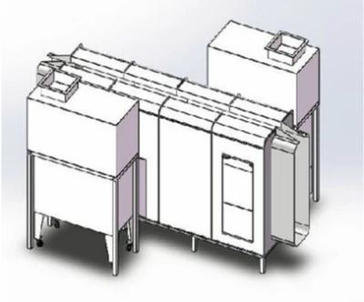 Powder spray booth and cabinet