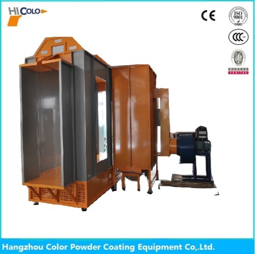 Powder spray booth and cabinet