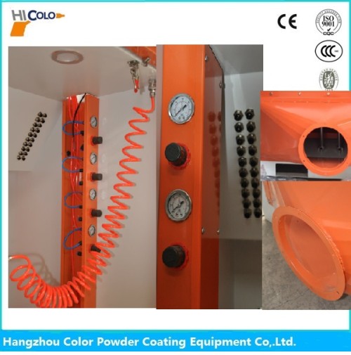 Automatic vibrating powder feed center for fast color change