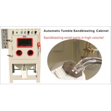 Automatic sandblasting cabinet for small parts