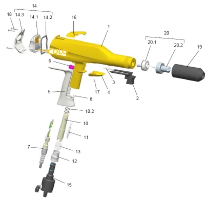 Manual powder gun body 1001 155