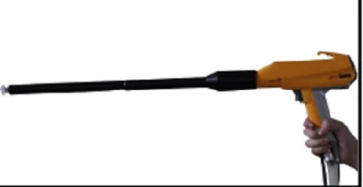 Electrostatic coating gun with extension nozzle