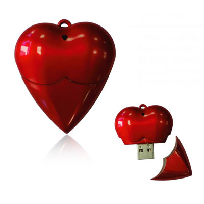 plastic heart shape usb flash drive