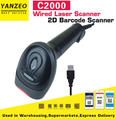 Yanzeo C2000 2D USB Wired Reader QR PDF417 Supermarket Datametrix Barcode Scanner