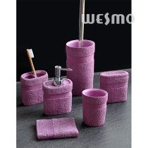 Pink polished polyresin bathroom accessory