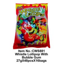 Whistle Lollipop With Bubble Gum