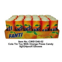 Cola Tin Toy With Orange Press Candy