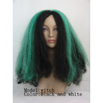 black and green holiday wig