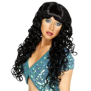 black long curly holiday wig L010