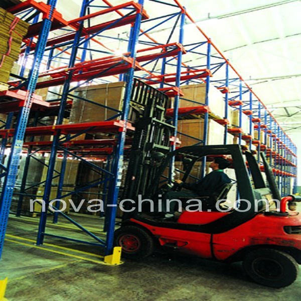 Warehouse storage drive in pallet racking