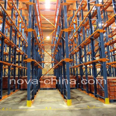 Green and Orange Drive in pallet rack system
