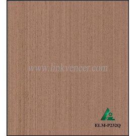 ELM-P232Q, Manufacturer supply engineered elm veneer with crown design for door face and furniture face