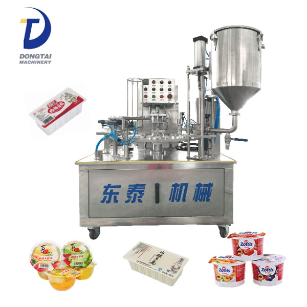 rotary small cup filling sealing machine for yoghurt liquid cream jelly