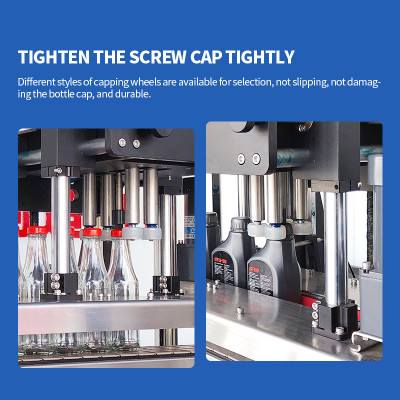 Automatic Linear Four Wheel Round Capper Facial Cream Hair Gel Bottle Plastic Bottle Screw Capping Machine