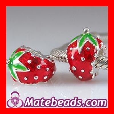 Pandora style Enamel Strawberry charm beads