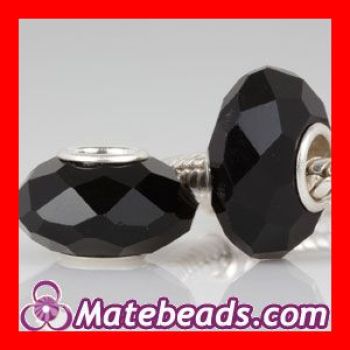 Black Crystal Glass Faceted Round Loose Beads for charm bracelet