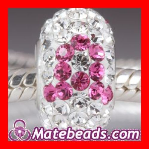 Swarovski crystal beads pink silk ribbon charms