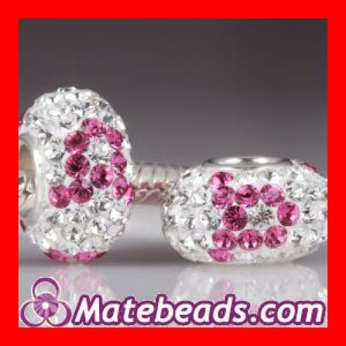 pandora swarovski crystal pink silk ribbon bead charms