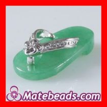 Sterling silver green Jade Slipper pendant