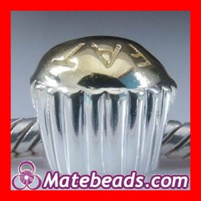 Pandora Cupcake Charms Gold Plated Silver Beads