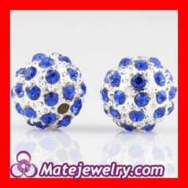 10mm Shamballa Style Blue Crystal Alloy Ball Beads