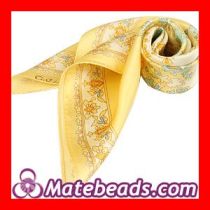 Yellow Printed Floral Silk Scarves 50*50CM