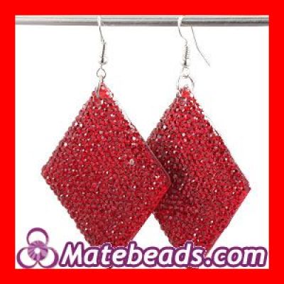 Red Crystal Diamond Bamboo Hoop Earrings Wholesale