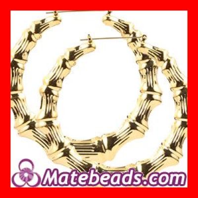 Wholesale Gold Basketball Wives Bamboo Hoop Earrings
