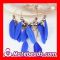Wholesale Blue Basketball Wives Inspired Feather Earrings