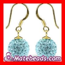 Gold Plated Sterling Silver Shamballa Crystal Ball Earrings