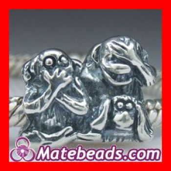 2012 Pandora Sterling Silver Monkey Family Charm Beads