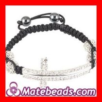Cross Shamballa Bracelet With Pave Crystal Bead